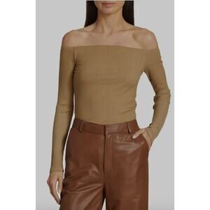 Enza Coste A Coste Off The Shoulder Knit Pullover Top in Sand | S